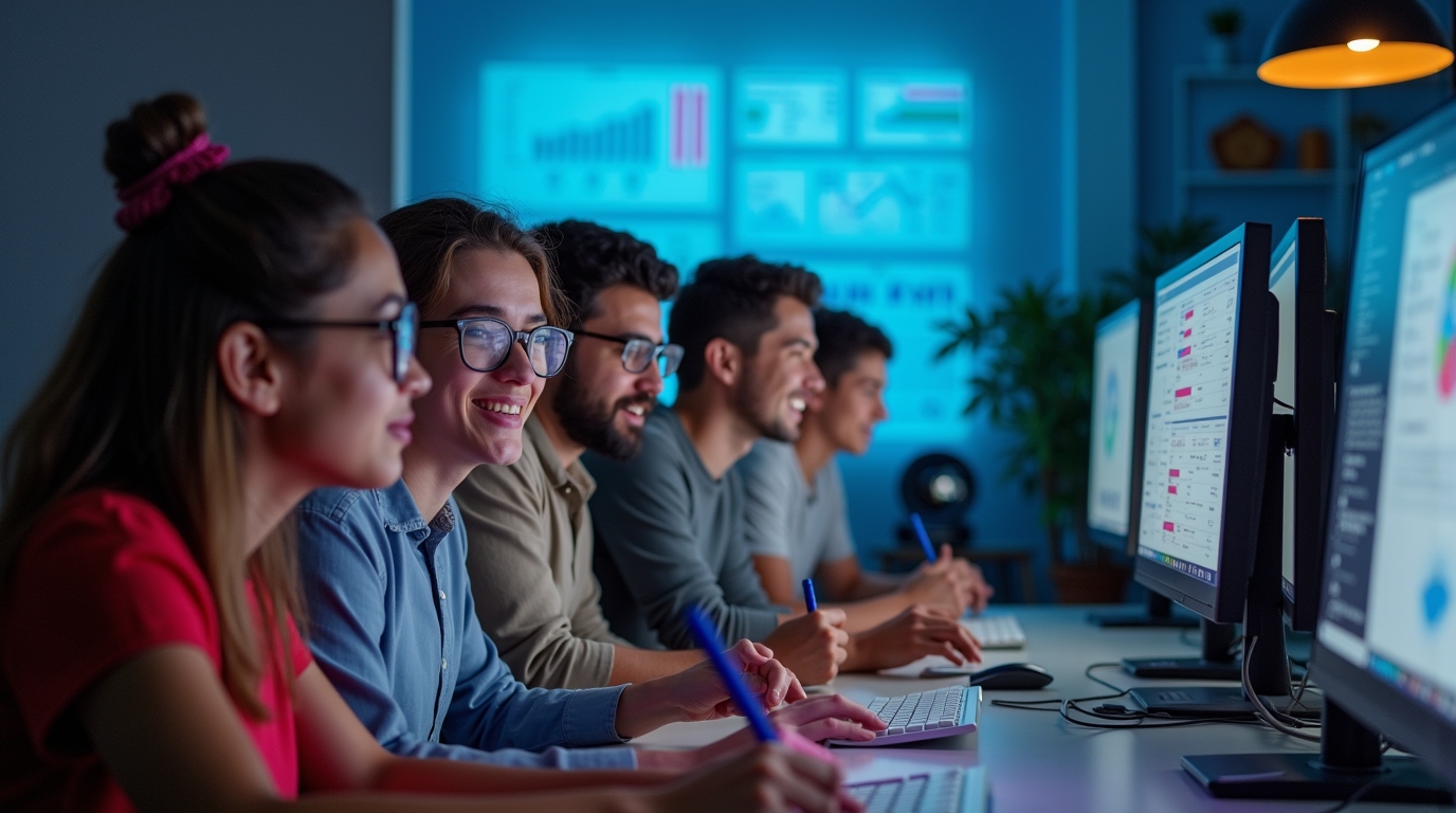 Equipe trabalhando em colaboração